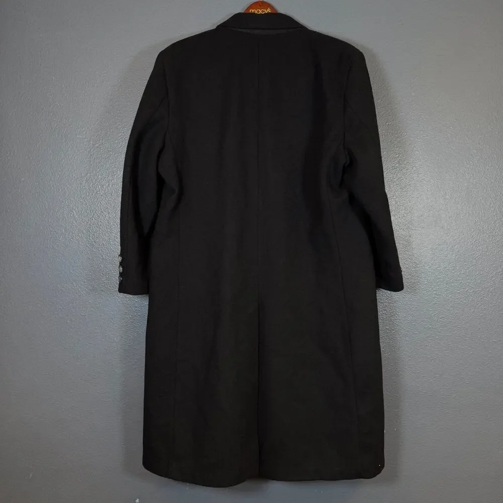 Oakton Ltd. 44r black 100% pure wool coat jacket vintage